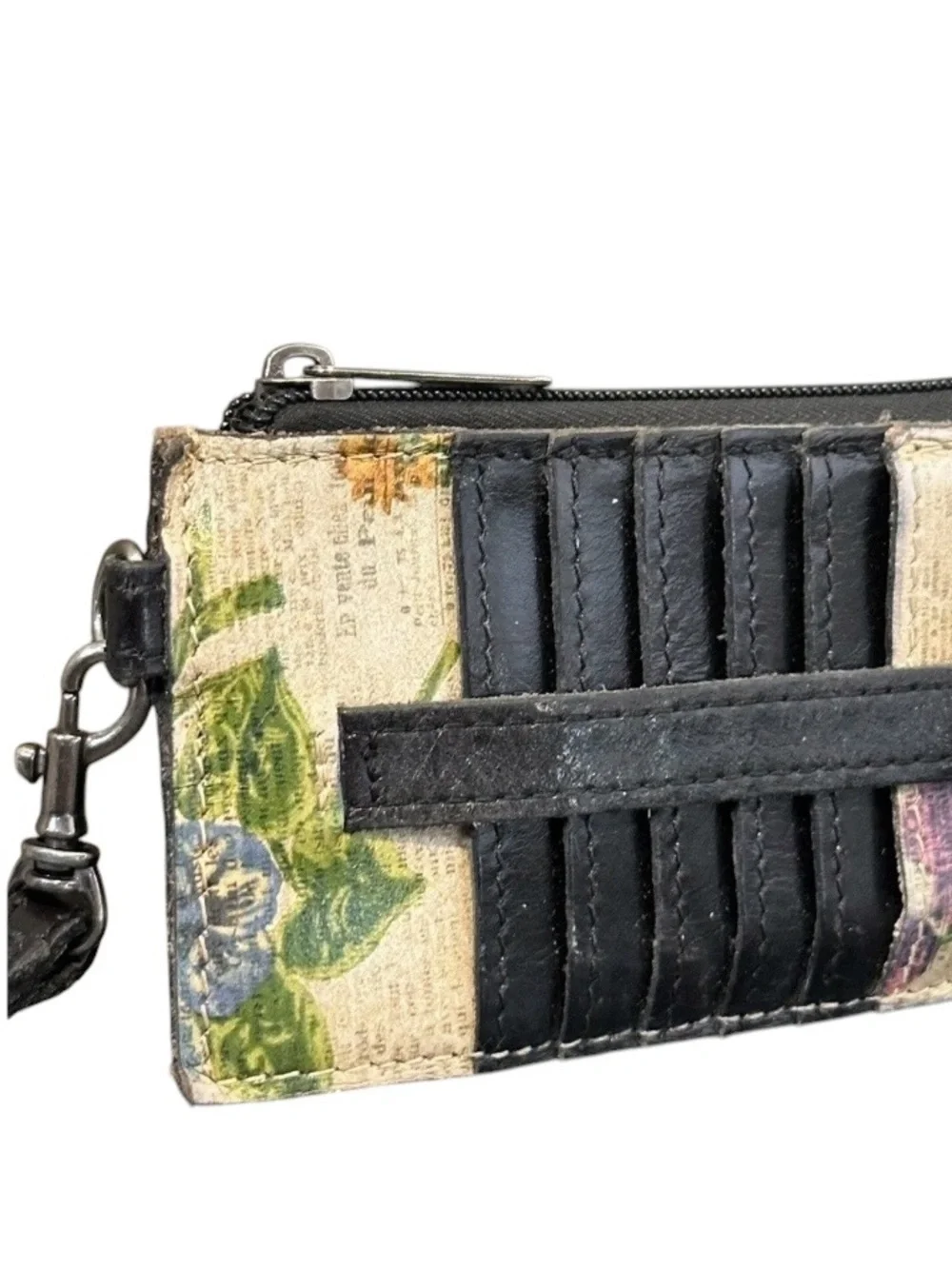 Patricia Nash Alanna Floral Newsprint Wallet Wristlet - Picture 3 of 5